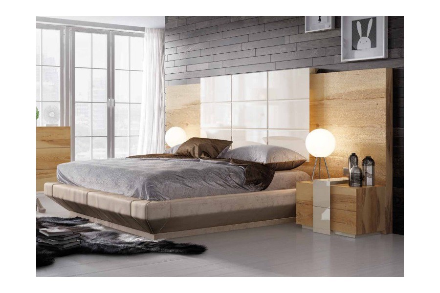 Dormitorio de matrimonio de madera combinado con lacado Ref.04 1033.dor