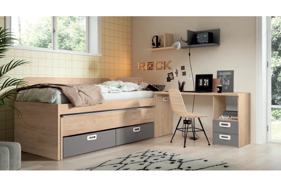 Dormitorio juvenil con Cama compacto REF.10 1443