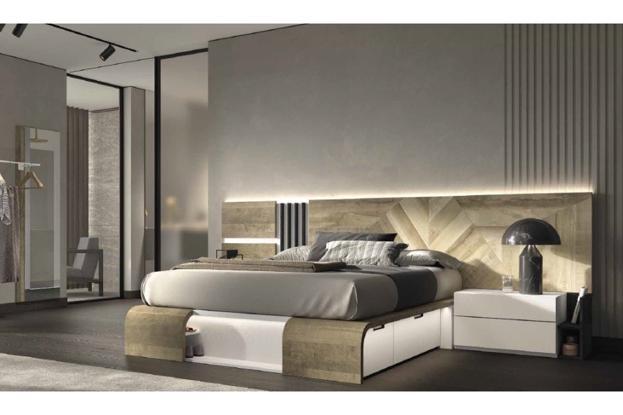 Dormitorio de matrimonio moderno con luces led opcional con cajones Ref.32 1007