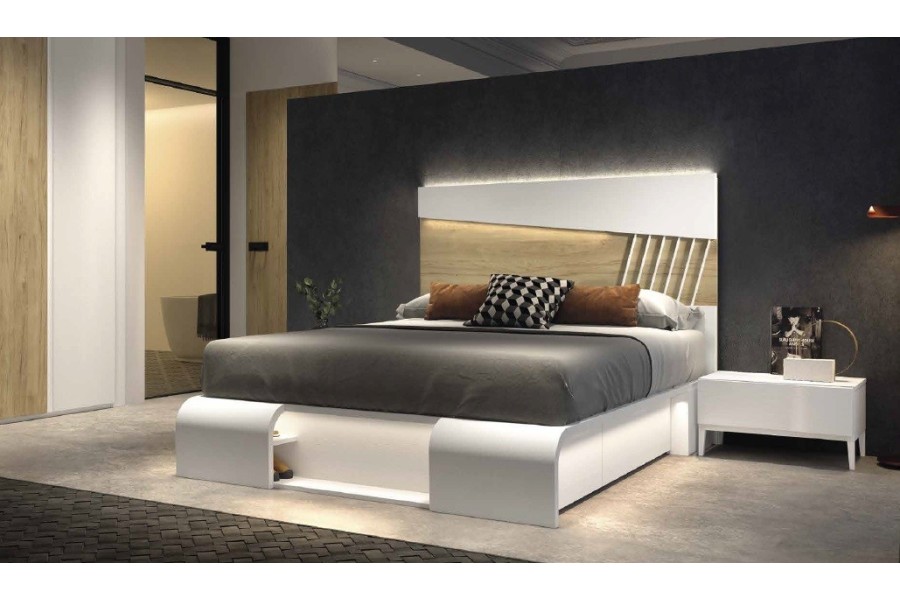 Dormitorio de matrimonio moderno con luces led opcional con canapé con cajones Ref.51 1007