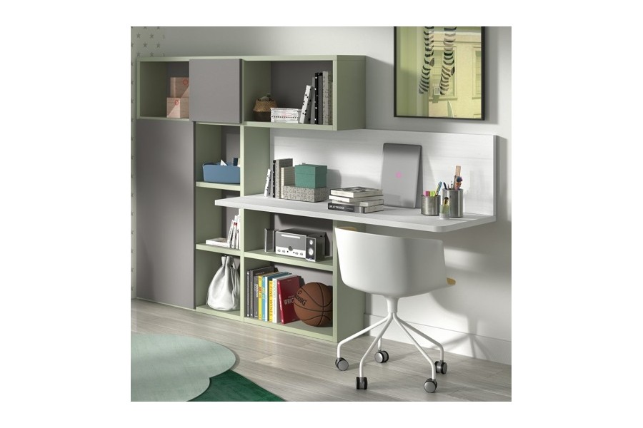 Mesa de estudio, despacho y oficina con estanterías Ref.003 1010f