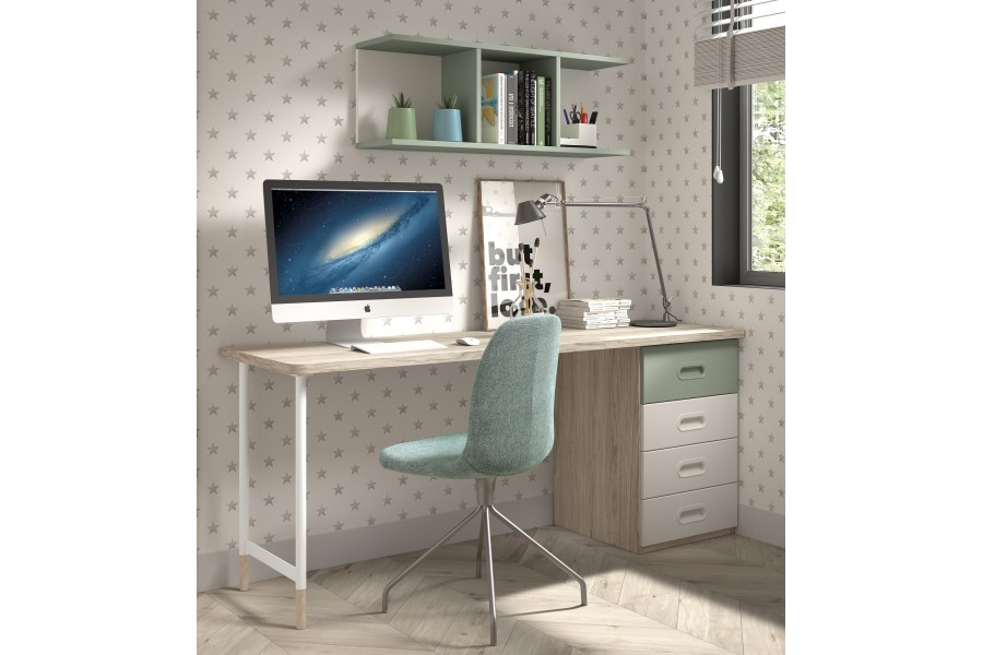 Mesa de estudio, despacho y oficina con cajonera Ref.252 1010f