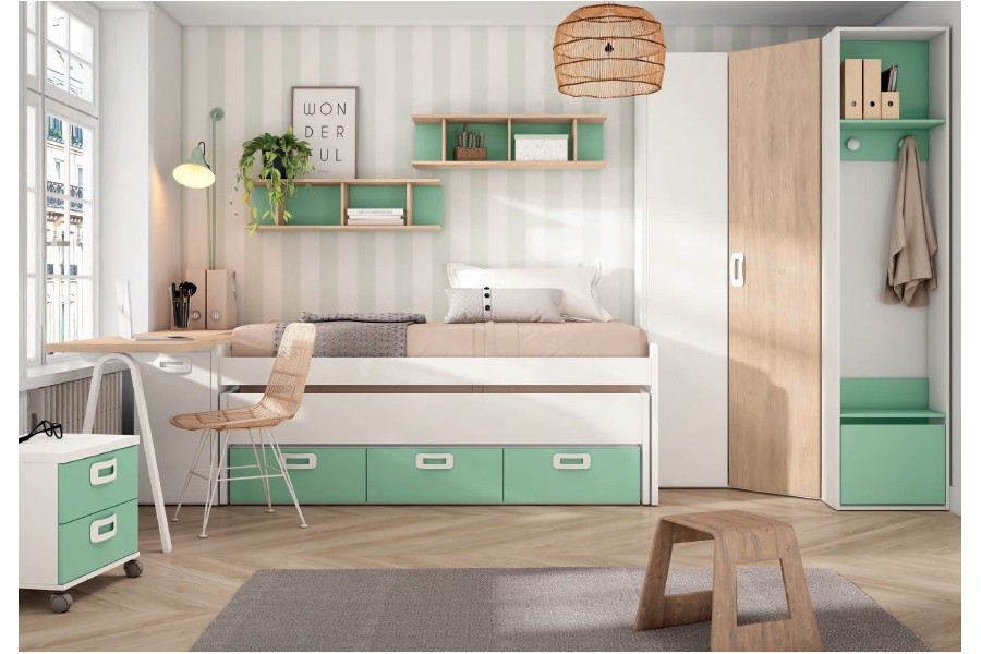 Dormitorio juvenil con Cama compacto REF.14 1443b