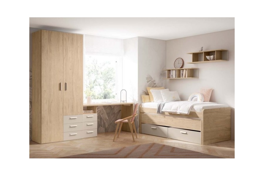 Dormitorio juvenil con Cama con cajones REF.34 1443b