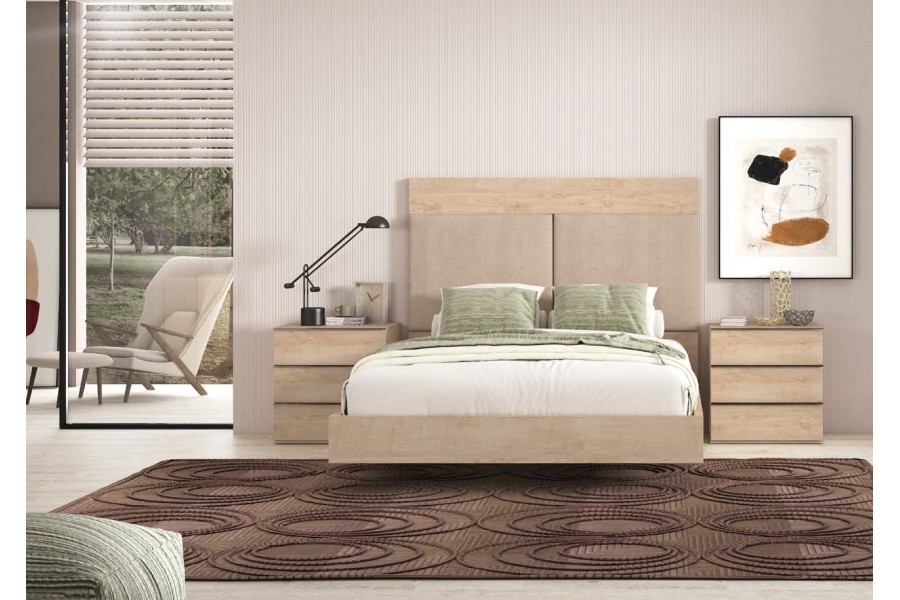 Dormitorio de matrimonio moderno con cabecero tapizado Ref.063 3113