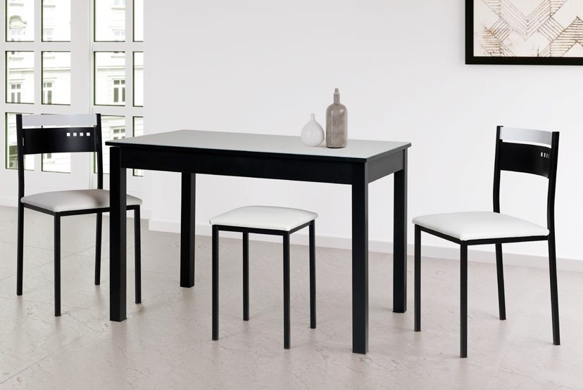 Mesa de cocina extensible - Cristal Verde, 100/140x60x76 cm - CALCUTA
