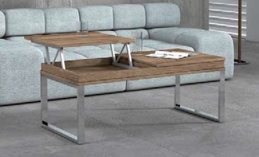 Mesa de centro elevable doble con pata metálica estilo industrial Ref.405 3113 Mesa de centro elevable doble con pata metálica estilo industrial Ref.405 3113