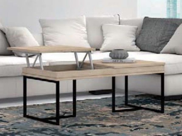 Mesa de centro elevable doble con pata metálica estilo industrial Ref.420 3113