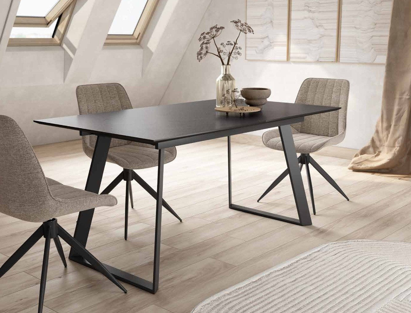 Mesa de Comedor rectangular extensible de 140x90 o 160x90 Ref.Tim-B 399 Mesa de Comedor rectangular extensible de 140x90 o 160x90 Ref.Tim-B 399