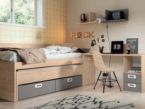 Dormitorio juvenil con Cama compacto REF.10 1443