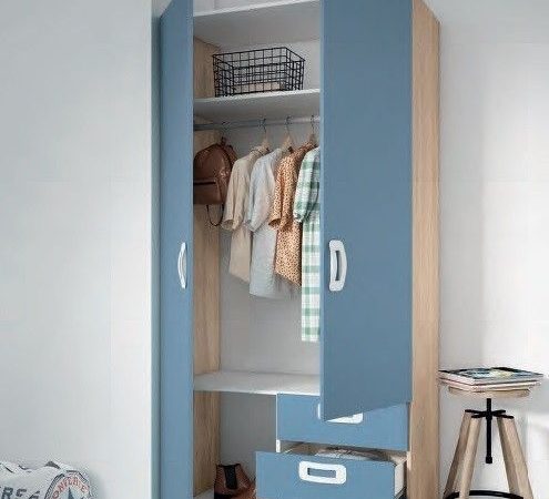 Armario 2 puertas batientes con 3 cajones Ref.04 1443b