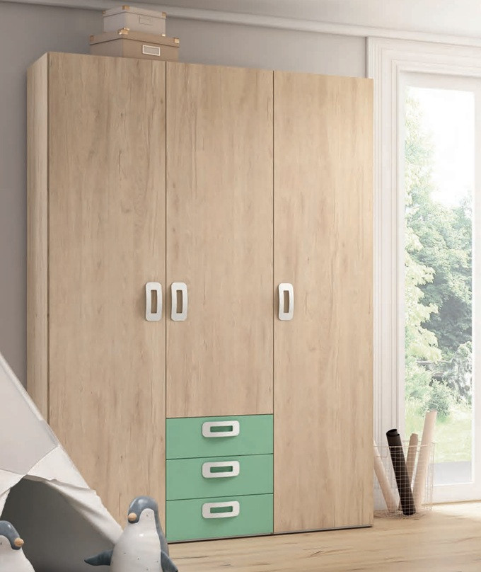 Armario 3 puertas batientes con 3 cajones Ref.24 1443b Armario 3 puertas batientes con 3 cajones Ref.24 1443b