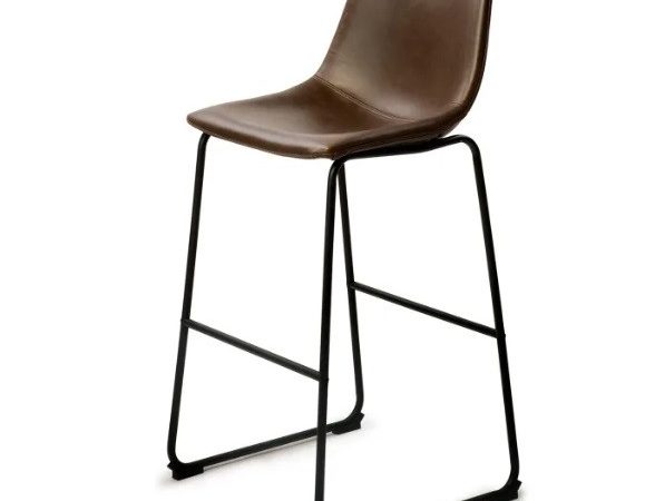 Taburete alto de polipiel chocolate con patas metálicas Ref.6003 10201
