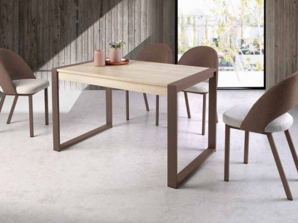 Mesa de Comedor rectangular Extensible con patas metálicas Ref.2422b 2377