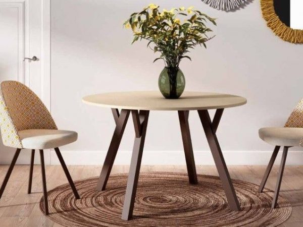 Mesa de Comedor redonda fija con patas metálicas Ref.4132 2377