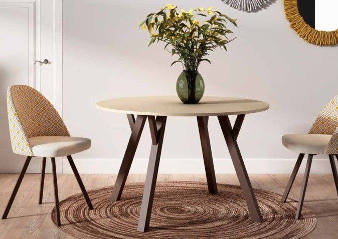 Mesa de Comedor redonda fija con patas metálicas Ref.4132 2377 Mesa de Comedor redonda fija con patas metálicas Ref.4132 2377