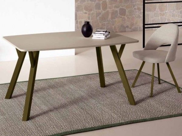 Mesa de Comedor rectangular fija con patas metálicas Ref.4122 2377