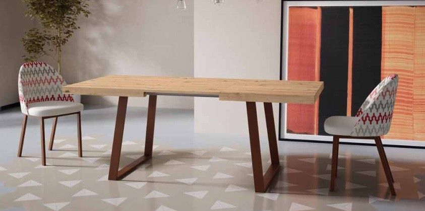 Mesa de Comedor rectangular extensible con patas metálicas Ref.4022b 2377 Mesa de Comedor rectangular extensible con patas metálicas Ref.4022b 2377