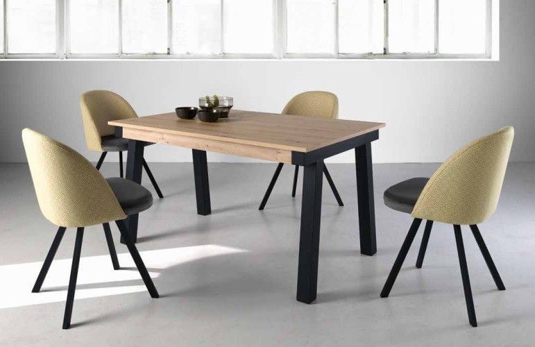 Mesa de Comedor rectangular extensible con patas metálicas Ref.2922a 2377 Mesa de Comedor rectangular extensible con patas metálicas Ref.2922a 2377