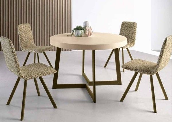 Mesa de Comedor redonda extensible con patas metálicas Ref.2822 2377