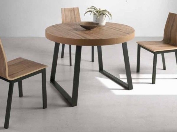 Mesa de Comedor redonda extensible con patas metálicas Ref.2832 2377