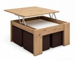 Mesa de centro elevable con puffs de 80 cm x 80 cm Ref.22425 2377