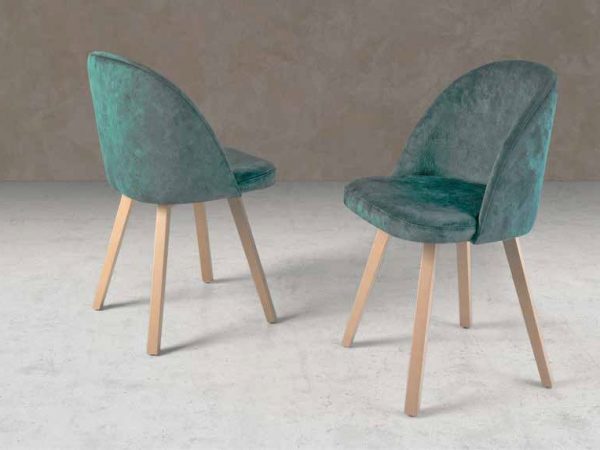 Silla de comedor tapizada con patas de madera Ref.138 2377