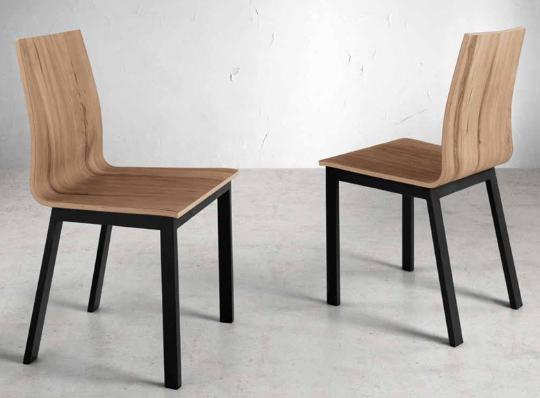 Silla de comedor de chapa sintética con patas metálicas Ref.202 2377 Silla de comedor de chapa sintética con patas metálicas Ref.202 2377