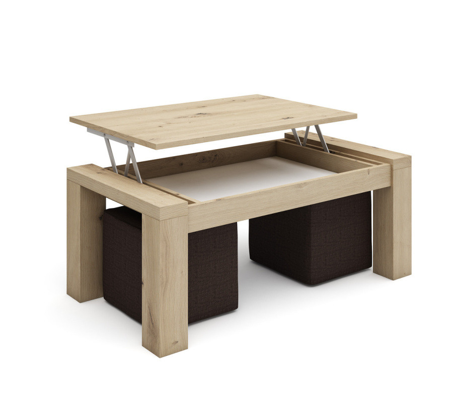 Mesa de centro elevable con puffs de 110 cm x 60 cm Ref.27125 2377 Mesa de centro elevable con puffs de 110 cm x 60 cm Ref.27125 2377