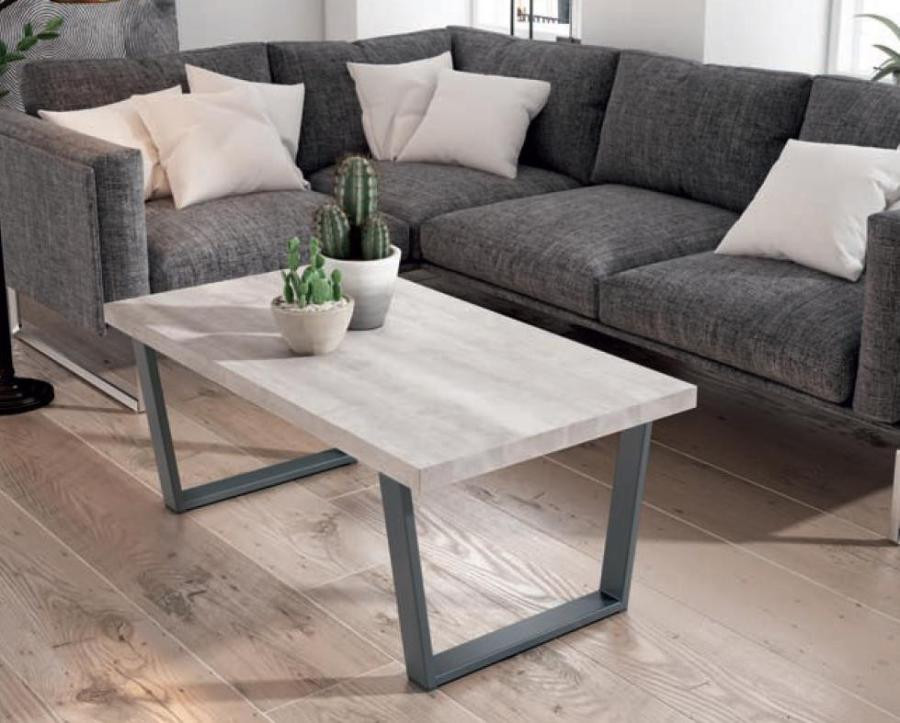 Mesa de centro fija con pata metálica de estilo industrial de 110 cm x 60 cmRef.2025 2377 Mesa de centro fija con pata metálica de estilo industrial de 110 cm x 60 cmRef.2025 2377