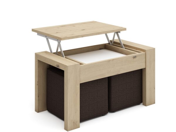 Mesa de centro elevable con puffs de 80 cm x 45 cm Ref.24525 2377