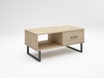 Mesa de centro fija con cajón y con pata metálica de estilo industrial de 100 cm x 50 cm Ref.3025 2377