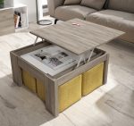 Mesa de centro elevable con puffs de 80 cm x 80 cm Ref.22425 2377