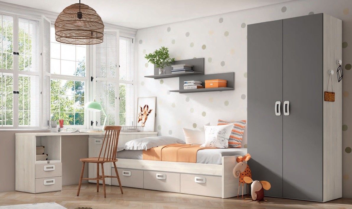 Dormitorio juvenil con Cama con cajones REF.15 1443b Dormitorio juvenil con Cama con cajones REF.15 1443b