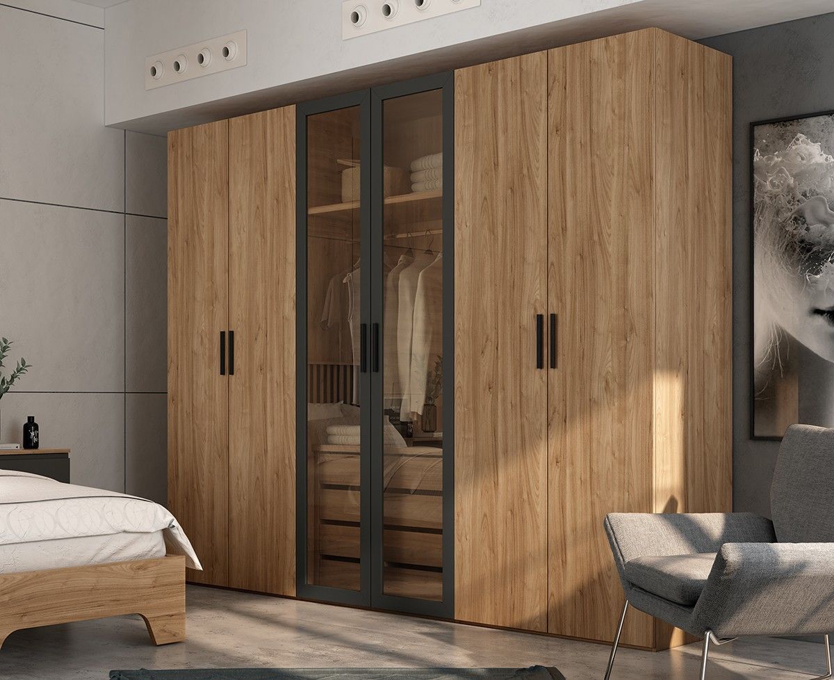 Armario de 6 puertas batientes (2 puertas con cristal) Ref.69 399G Armario de 6 puertas batientes (2 puertas con cristal) Ref.69 399G