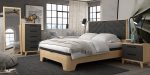 Dormitorio de matrimonio tapizado barato con canapé con patas Ref.15 399G
