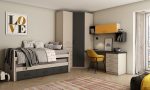 Dormitorio juvenil con cama compacto con cajones y armario de rincón REF.203 399Lid