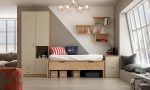 Dormitorio juvenil con cama compacto con hueco y armario de puertas batientes REF.218 399Lid