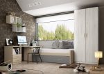 Dormitorio juvenil con cama nido y armario de puertas batientes REF.226 399Lid