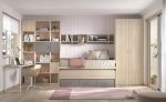 Dormitorio juvenil con cama compacto con cajones y armario batientes REF.015 1010B