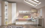 Dormitorio juvenil con cama nido con cajones y armario de rincón REF.018 1010B