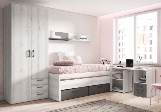 Dormitorio juvenil con Cama con cajones REF.31 1443b Dormitorio juvenil con Cama con cajones REF.31 1443b