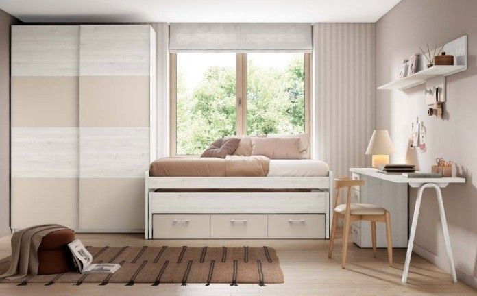 Dormitorio juvenil con Cama con cajones y armario corredero REF.32 1443b Dormitorio juvenil con Cama con cajones y armario corredero REF.32 1443b