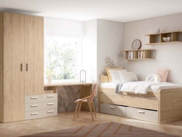 Dormitorio juvenil con Cama con cajones REF.34 1443b