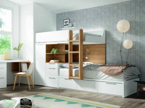 Cama tren juvenil de diseño con luces led REF.43 2540