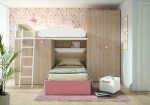 Litera Fija juvenil con armario block y con cama inferior con canapé REF.45 2540