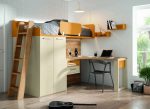 Litera Fija juvenil con luces led, armario block y con mesa inferior REF.47 2540