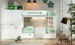 Litera Fija juvenil para 3 camas con escalera con armario block REF.54B 2540