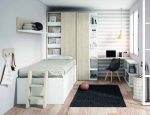 Dormitorio juvenil con cama compacto con cajones y armario de rincón REF.17 2540