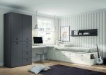 Dormitorio juvenil con cama compacto con cajones y armario de puertas batientes REF.28 2540